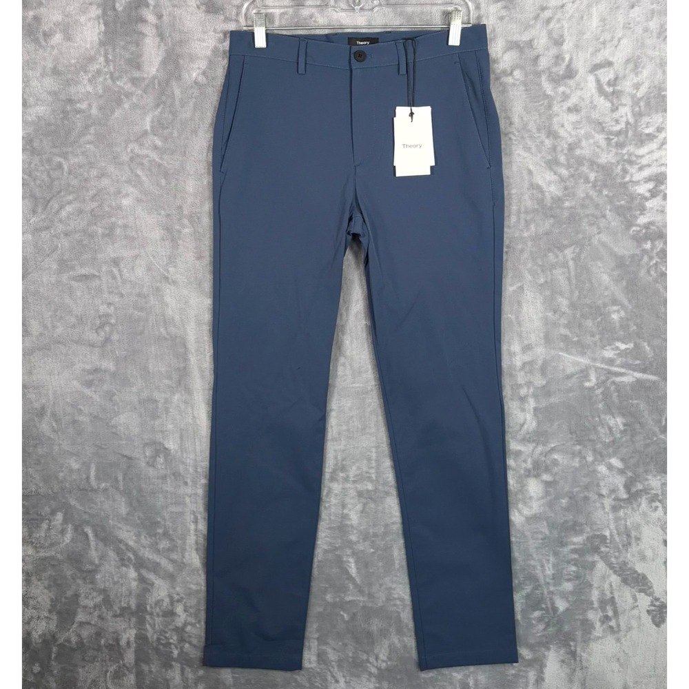 Theory Zaine Pants Mens 30x32 New Blue Slim Straight Chino Khakis Stretch Golf